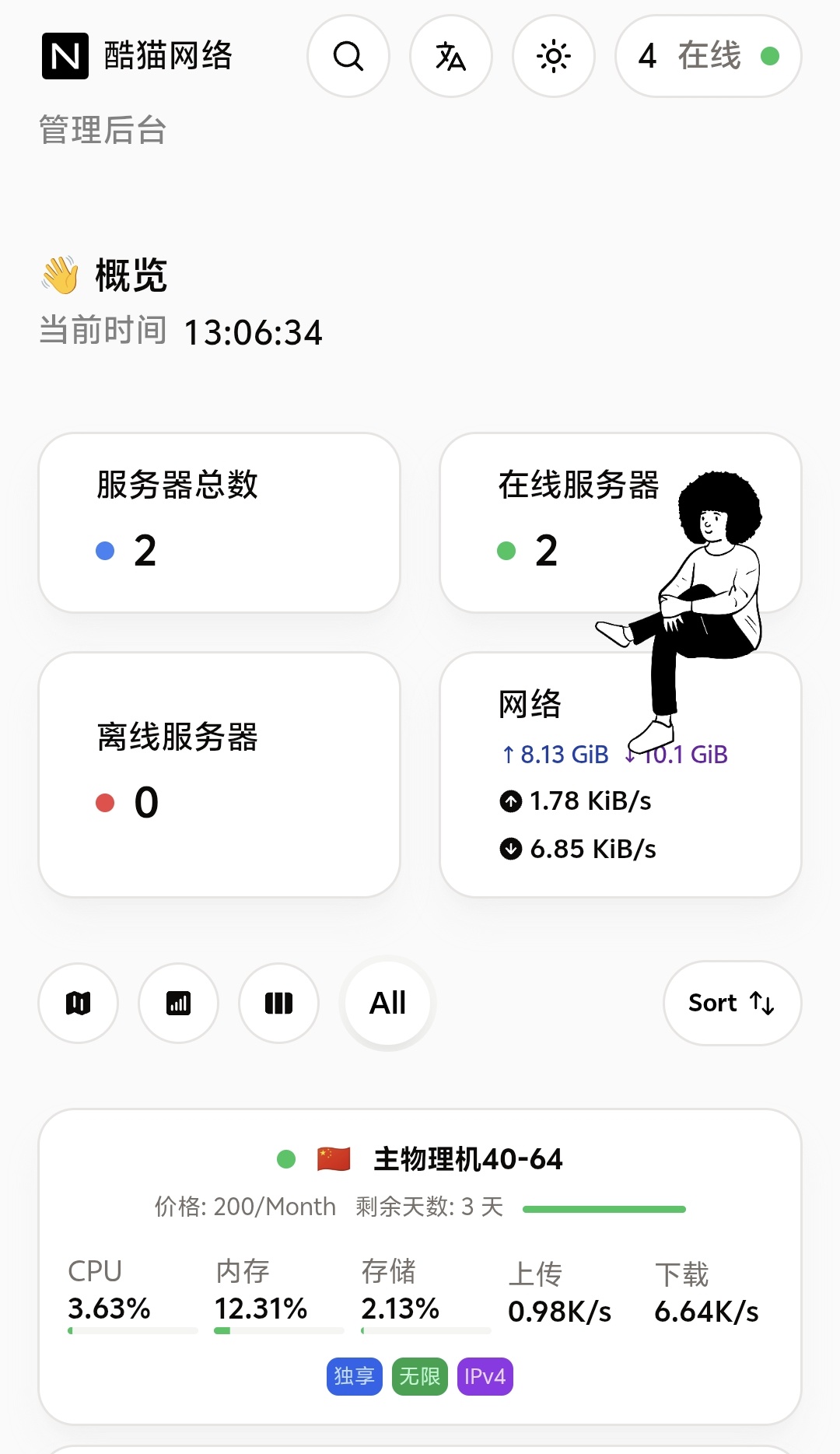 手把手教你搭建哪吒探针&本站服务器实时状态-酷猫网络